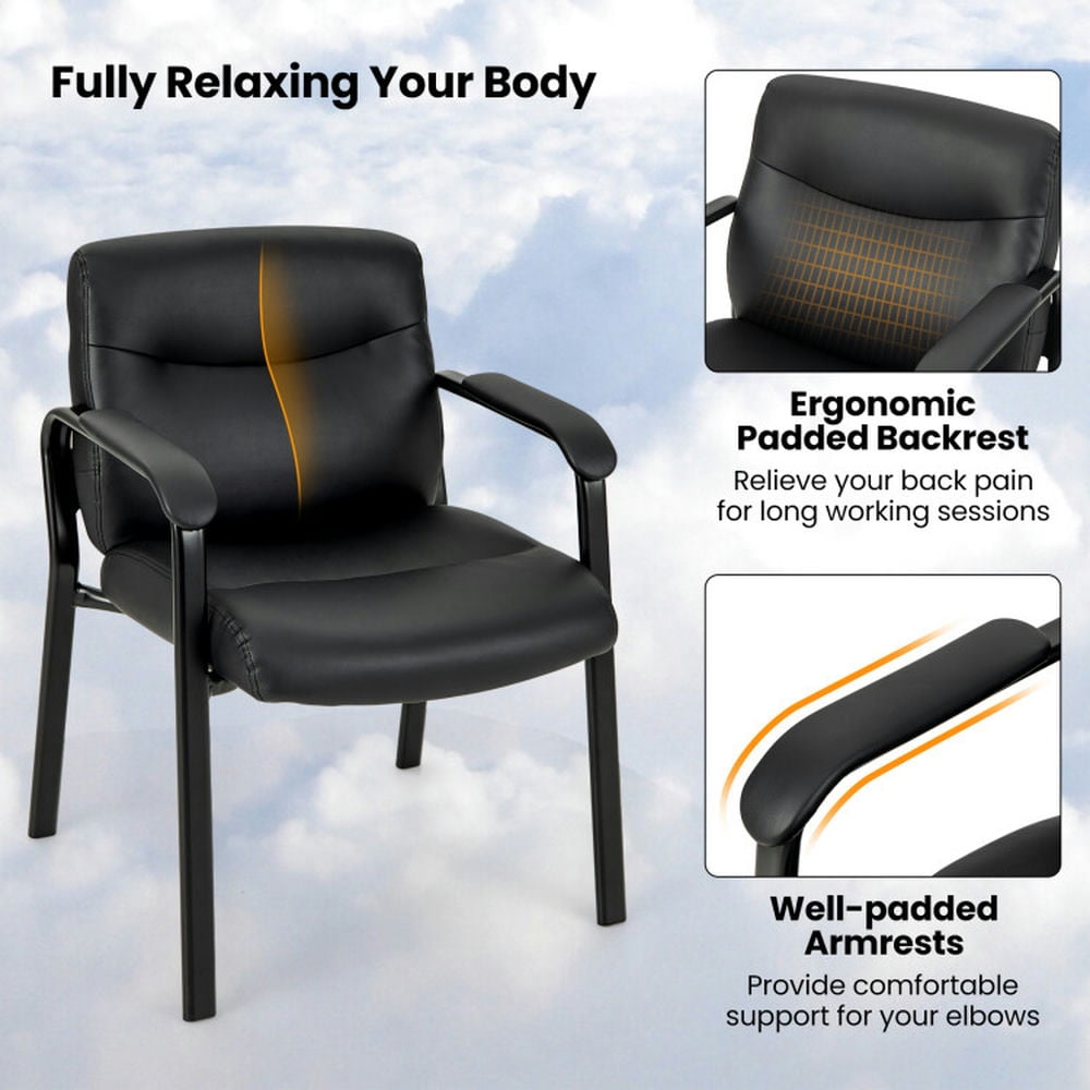 Demi Bonn Set of 2 Waiting Room Chair No Wheels, Work Computer Desk Chair for Home, Bedroom, Study, Black