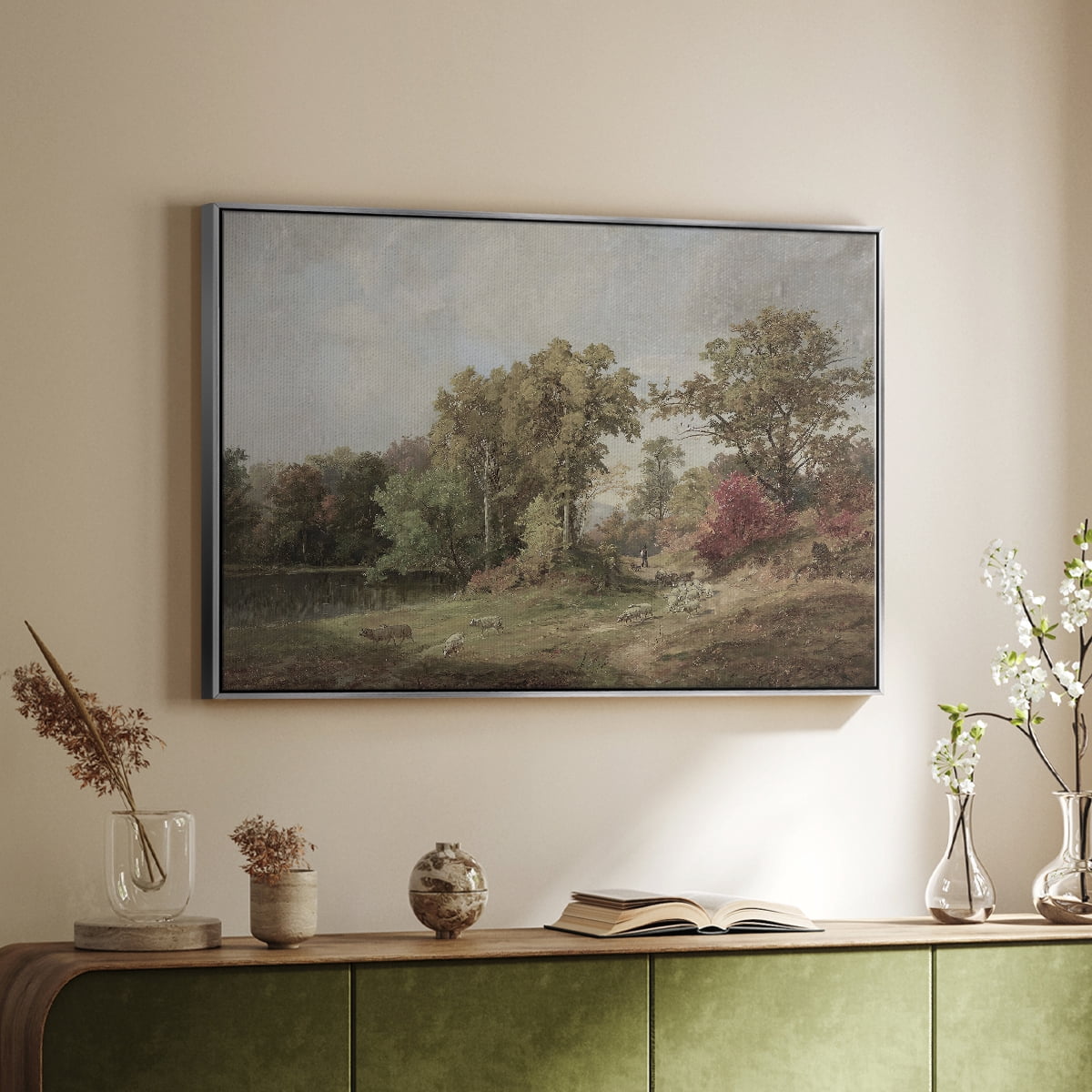 Vintage Landscape-CCCXXIII By Wexford Home Framed in Silver Wood Gallery Wrapped Canvas 17 in. x 25 in.
