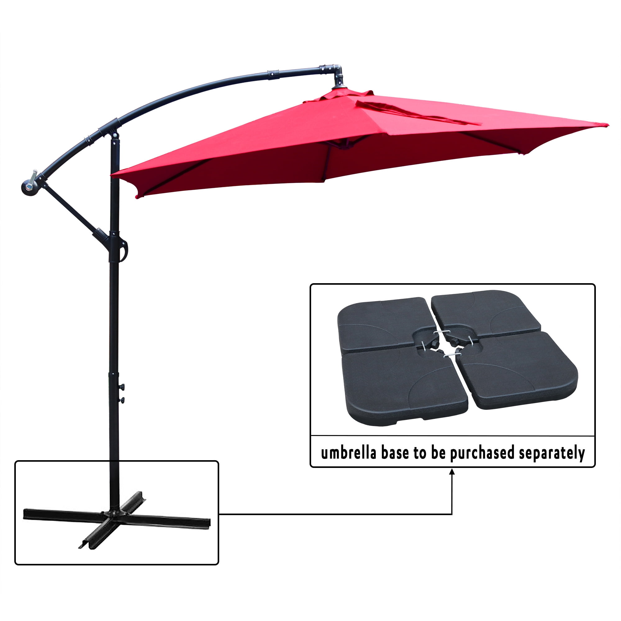 Abble 10' Cantilever Umbrella Red
