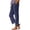 Navy, variant on Plus Size Pants Women Fashion Solid Color Cotton Elastic Long Pants Beach Leisure Trousers A Of Buttons S-3XL
