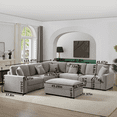 thumbnail image 2 of Alexent Large Modular Sectional Sofa, 5-seater Upholstered Sofa with Ottoman for Living Room, Office, Apartment, Gray, 2 of 6
