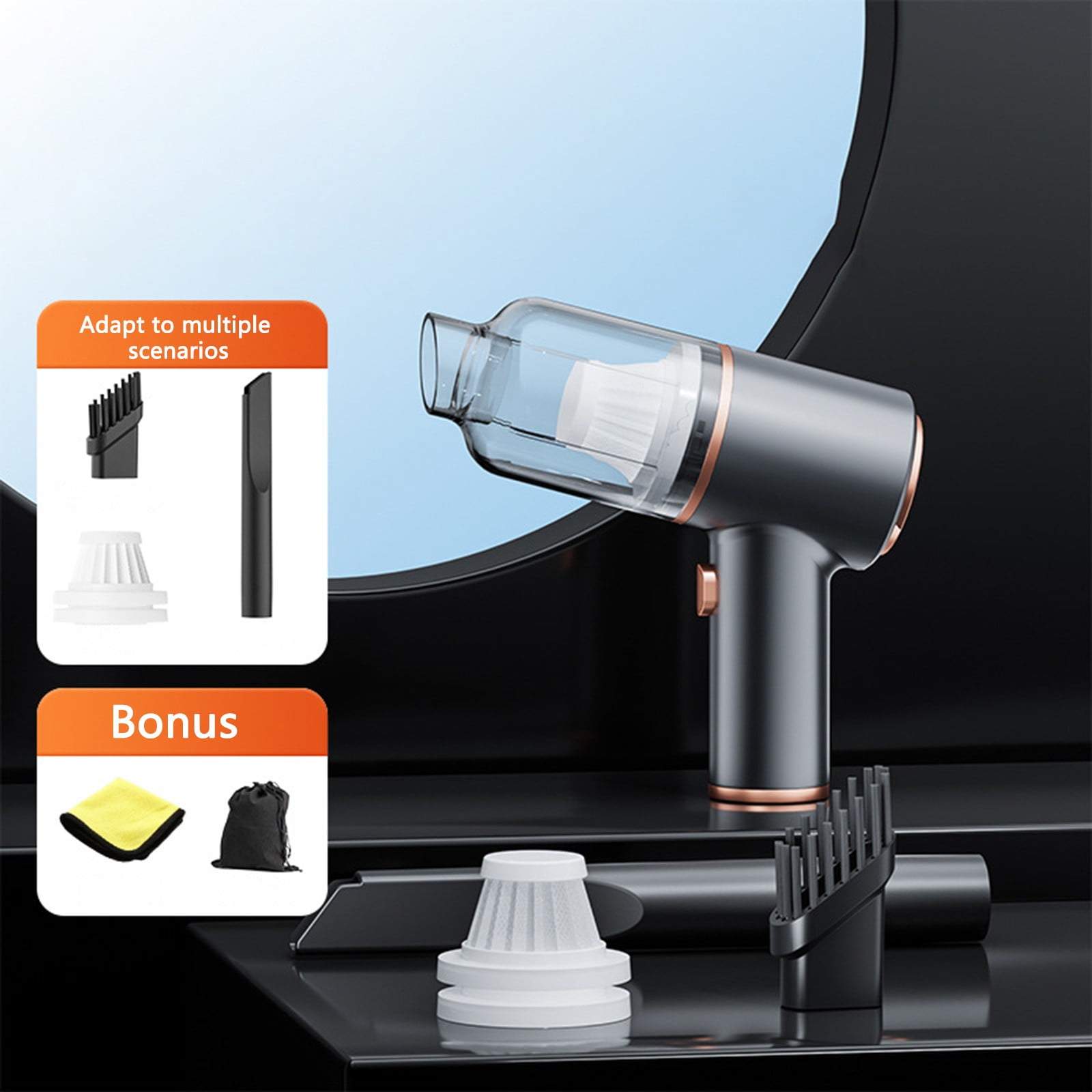 Handheld Car Vacuum Cleaner, Powerful Suction Mini Vacuum, Portable Wireless Car Cleaner, Multi-Purpose Wet And Dry Vacuum, High Suction Motor, Easy To Clean Corners And Crevices