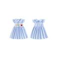 thumbnail image 2 of BemeyourBBs Toddler Baby Girl Back to School Dress KidsKindergarten Outfits Little Baby Girl Gingham Plaid Summer Dress Flying Sleeve Stationery Apple Embroidered Doll Collar Casual A Line Dress, 2 of 9