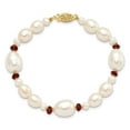 thumbnail image 4 of 14K 6-7mm White Semi-Round and Rice Freshwater Cultured Pearl and Garnet Beads 7.25 inch Bracelet XF444, 4 of 4