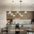 thumbnail image 6 of Lzawvm Linear Chandelier 10-Light Dining Room Light Fixture with Smokey Grey Globe Kitchen Island Lighting Over Table for Living Room Sputnik Black, 6 of 14