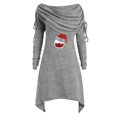 thumbnail image 1 of Vestido de manga larga para mujer Bufanda Cuello Vestido estampado de Navidad Vestido casual Fridja  NMB260, 1 of 1