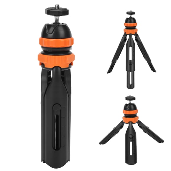 Trépied Mini Rétractable Trépied 2 Sections Support de Téléphone Portable Hauteur Étirée 20cm avec Tête à Bille Réglable à 360 Noir