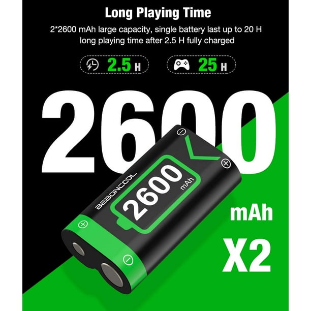 BEBONCOOL Batterie pour Manette Xbox Series X, S/Xbox One, Batterie  Rechargeable avec Chargeur Xbox One, Batterie 2x2600 mAh Xbox Series X