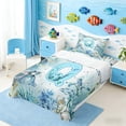 thumbnail image 3 of Manfei Watercolor Underwater Letter Q Axolotl Sea Turtle Twin Sheet Sets for Kids Boys and Girls, Nautical Alphabet Print Bedding 3-Piece, 1 Flat Sheet, 1 Fitted Sheet and 1 Pillowcase, 3 of 6
