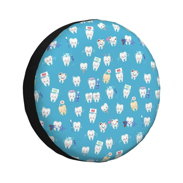 Fotbe Healthy And Ill White Teeth Funda de Llanta de Repuesto con Estampado, Engrosada, Ajuste Universal para Jeep, Remolque, RV, SUV, Camión-17 inch