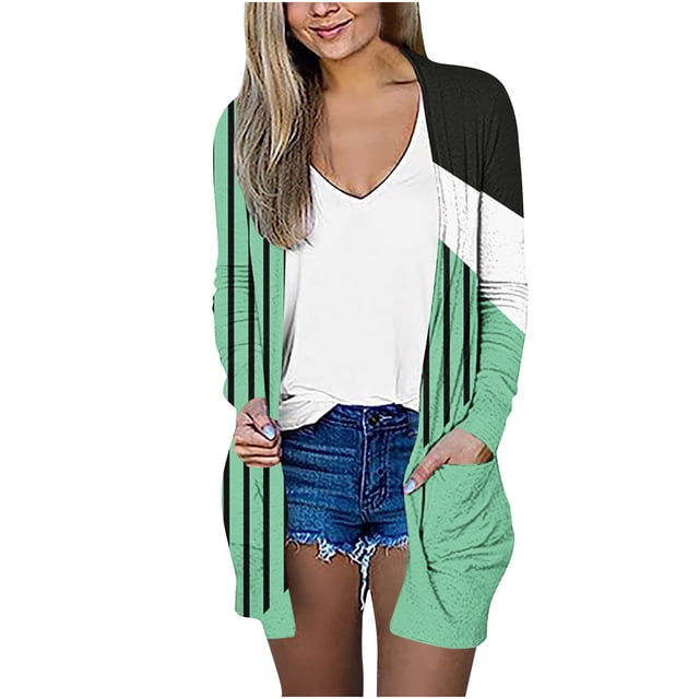 CEHVOM Veste Cardigan à Imprimé Floral pour Femmes, à Manches Longues et à Col Rond, Liquidation