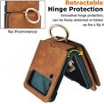 thumbnail image 4 of for Samsung Galaxy Z Flip 4 Case with Card Holder, [Retractable Hinge Cover] All-Round Protection Premium PU Leather Hard PC Back Cover with Ring Wallet Phone Case for Z Flip 4 2022 - Brown, 4 of 13