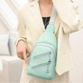 thumbnail image 2 of Sling Bag for Women, Crossbody Fanny Packs PU Leather Crossbody Bags Chest Bag Multiple Pockets Belt Bag Purse with Adjustable Strap 30cm(Green), 2 of 5