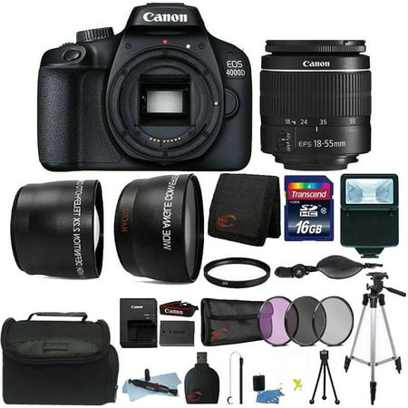 Canon EOS 4000D Rebel 18MP Digital SLR Camera + 18-55mm Lens + 16GB Bundle