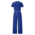 thumbnail image 7 of Atogsazn Women's 2 Piece Outfits Lounge Sets Ruched Short Sleeve Crop Tops and High Waisted Wide Leg Pants Matching Sets Tracksuit Blue S on Clearance, 7 of 7