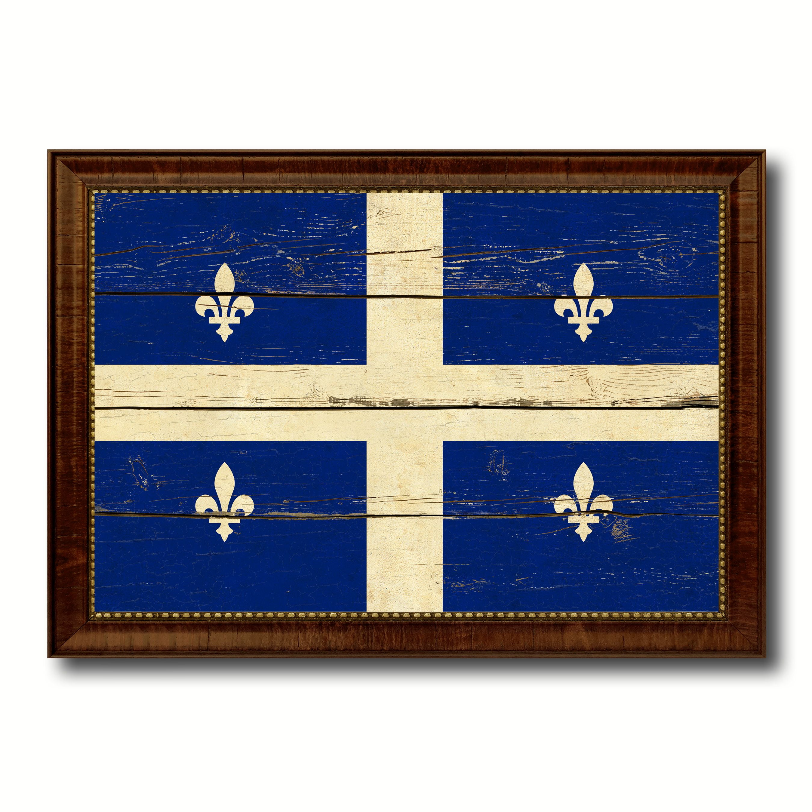 Quebec City Canada Flag - Quebec City Canada Flag Vintage Canvas Print Brown Picture Frame Home Decor Wall Art Gifts 21 X30 Walmart Com Walmart Com