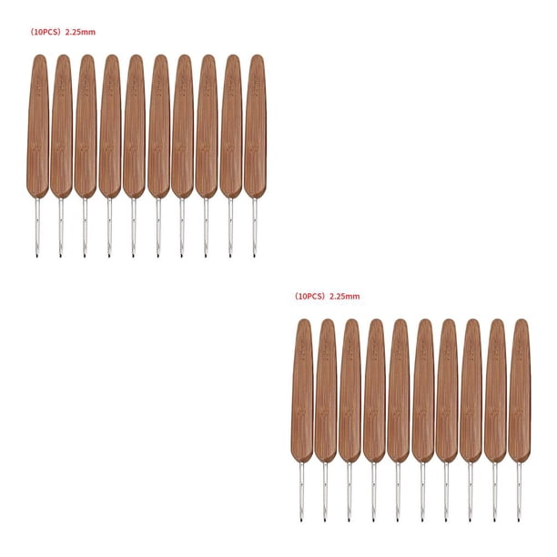 Cateissary 10 Uds ganchos de ganchillo mango de bambú agujas de costura herramientas de bordado de punto, cabeza única, 2,25mm 1 cabeza 2.25mm 2piezas