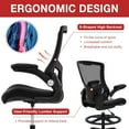 thumbnail image 4 of FDW Mid-Back Mesh Office Chair with Flip-Up Arms，Ergonomic Chair Lumbar Support Foot Ring, Black, 4 of 7