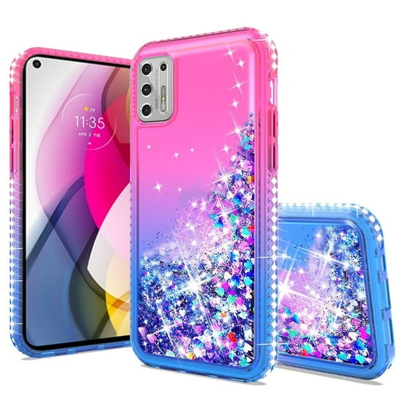 Motorola Moto G Stylus 2021 Case SOGA Diamond Liquid Quicksand Cover Cute Girl Women Phone Case - Pink / Blue