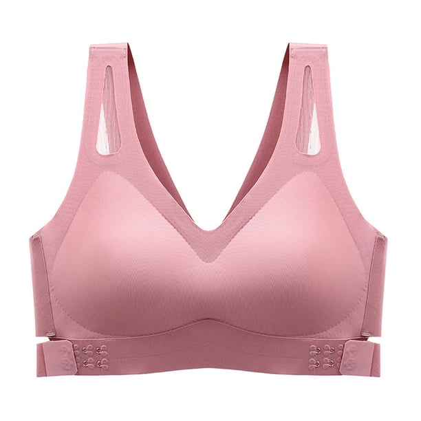 Gibobby Brasier Mujer Sujetador deportivo con hebilla lateral delantera sin rieles para mujer, chaleco y sujetador para correr cómodos y antiflacidez(Rosa,XX-Grande)