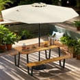 thumbnail image 2 of Yardi Yarda Outdoor Dining Table Set for 6 Person, Dining Table with 10 Feet Umbrella Base, Picnic&nbsp;Table for Outdoor as Yard, Brown, 2 of 19