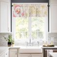 thumbnail image 3 of Merry Christmas Kitchen Curtains and Valances Set, Pink Santa Claus Leaf Winter Snowflake Linen Rod Pocket Window Valance Window Curtain Panels for Living Room Bedroom Laundry, 27.5x24in, 3 Pieces, 3 of 7