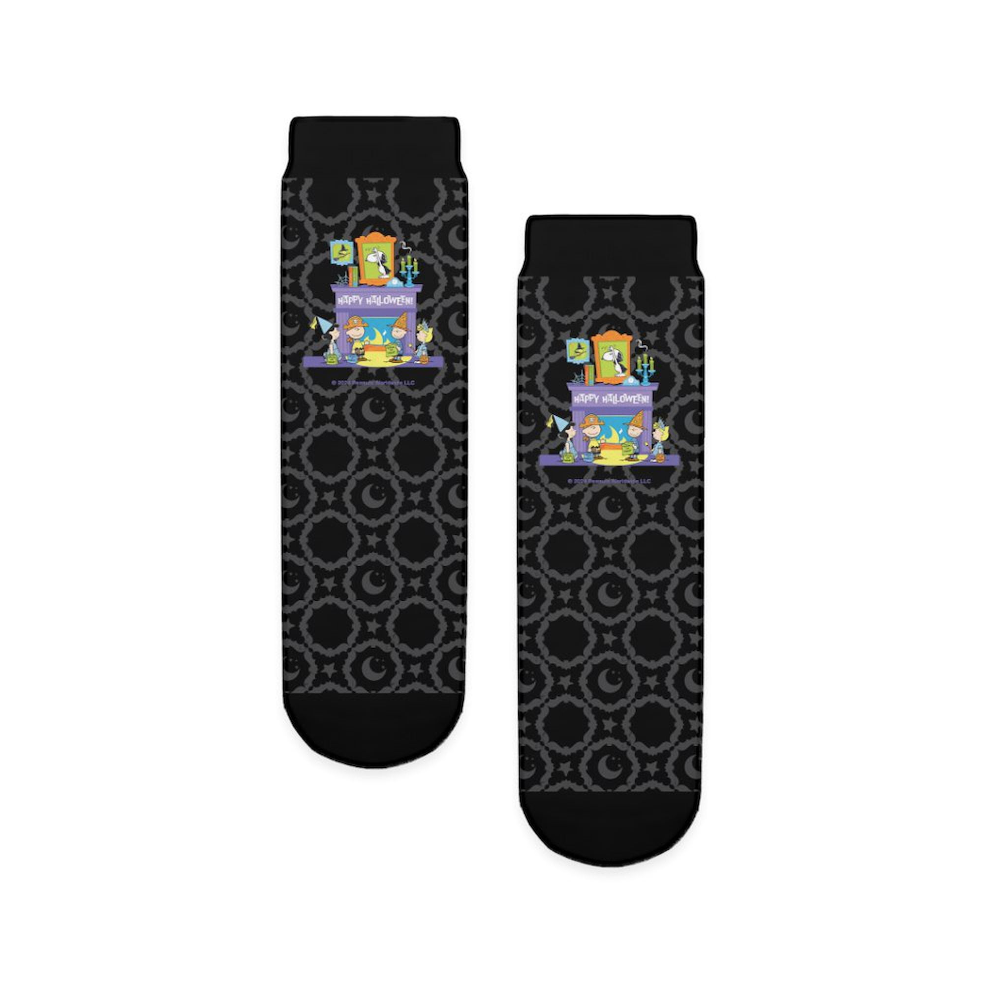CafePress - Peanuts Happy Halloween Fireplace - Unisex Novelty Printed Crew Kids Socks
