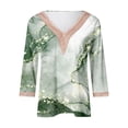thumbnail image 4 of ICHUANYI Clearance Fashion Women's Summer V-Neck 3/4 Sleeve Lace Print Casual T-shirt Blouse(Green, M) ICHUANYI WER2023081014644, 4 of 5