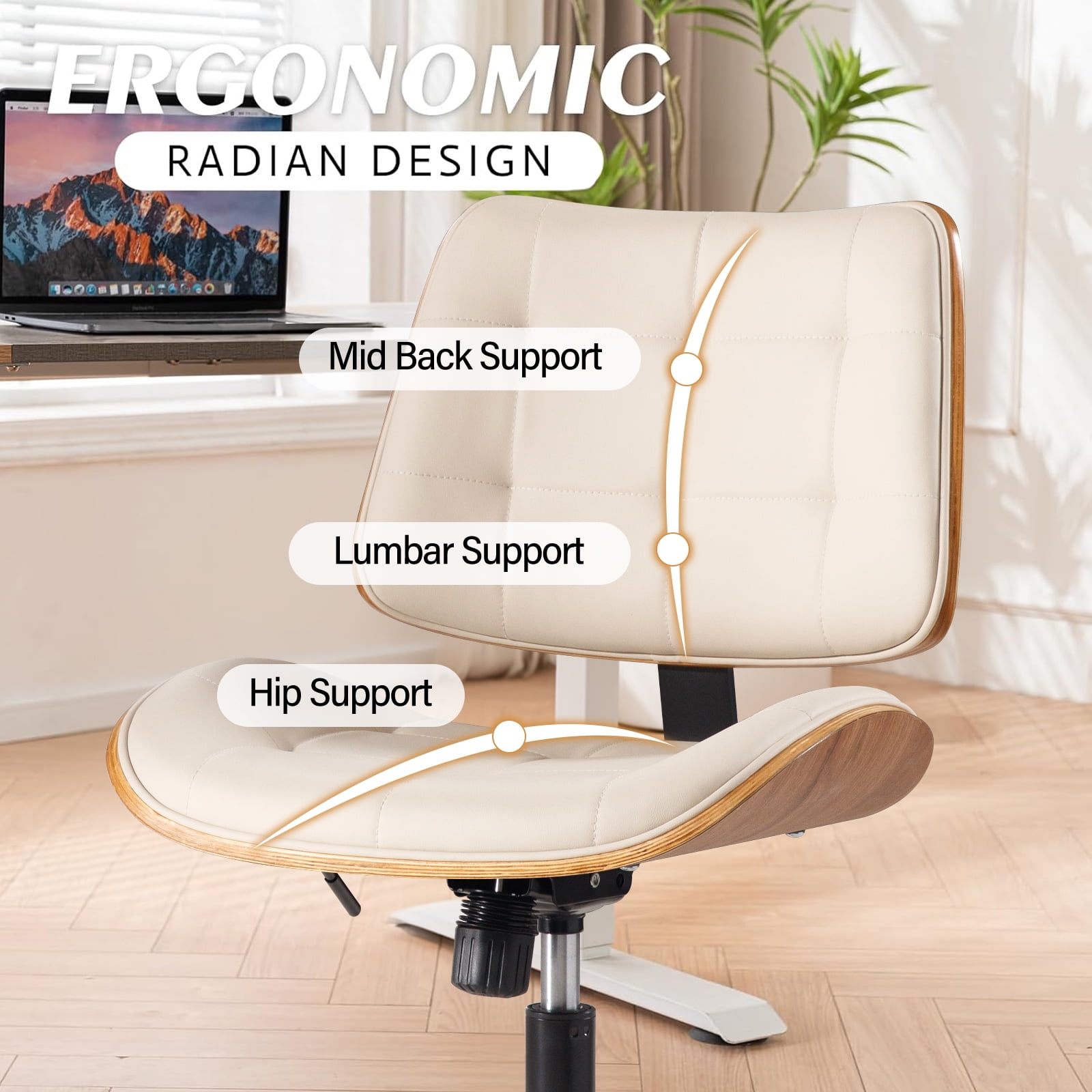 BFZ Height Adjustment and 360 Degree Rotation Office Desk Chair, Ivory