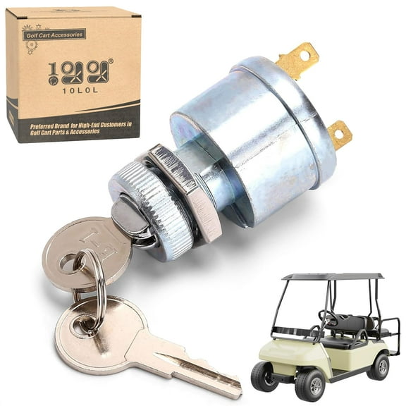 ABPETE Golf Cart Starter Ignition Key Switch for EZGO Electric Golf Cart 17421G1, 2 Terminal Prongs
