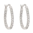 thumbnail image 2 of Precious Stars Silvertone 27mm CubiC Zirconia Inside Out Hoop Earrings, 2 of 3