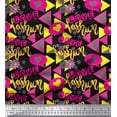 thumbnail image 1 of Soimoi Black Viscose Chiffon Fabric Text,Heart & Triangle Geometric Print Fabric by the Yard 42 Inch Wide, 1 of 1