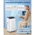 thumbnail image 7 of Lumiparty 14,000 BTU Portable Air Conditioner w/ Remote, AC Unit for Up to 750 Sq.Ft, Cool/Dehumidifier/Fan, Quiet LCD Display, Child Lock, White, 7 of 7