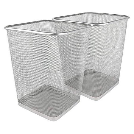 Greenco Silver Mesh Metal Trash Can Wastebaskets Square 6 Gallon 1Pack