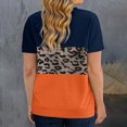 thumbnail image 4 of Cyber&Monday Deals USSUMA Women's Plus Size Tops Leopard Print Oversized Color Block Tunic Round Neck Summer Short Sleeve Shirt, 4 of 8