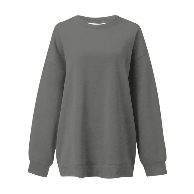 WEAIXIMIUNG Chandail Vert Mode Femme Décontracté Couleur Unie Col Rond Ample à Manches Longues