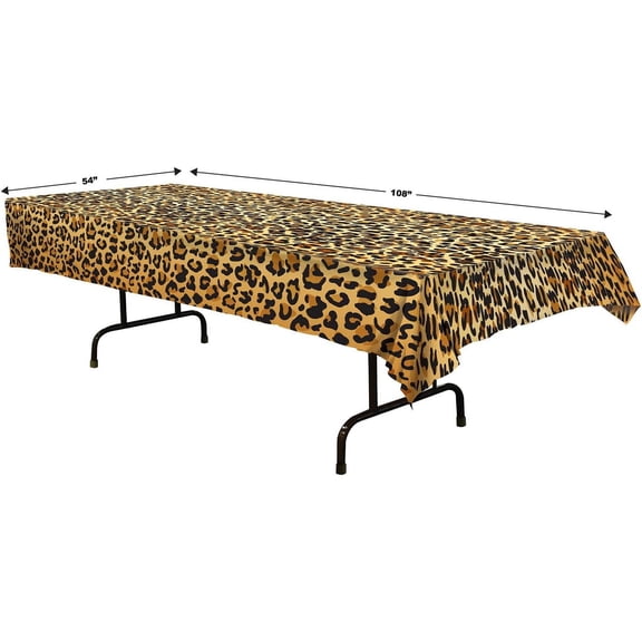 TRHOO-Leopard Print Tablecovers, 2 Count- Plastic Rectangular Animal Print Table Cloth, Cheetah Party Decorations, Big Cat Safari Theme Tablecloth, 54 x 108