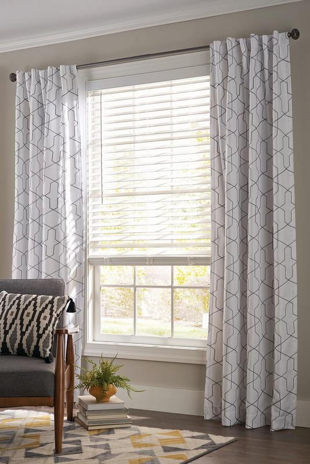 BETTER HOMES & GARDENS 2″ CORDLESS FAUX WOOD HORIZONTAL BLINDS, WHITE, 46″ W X 64″ L