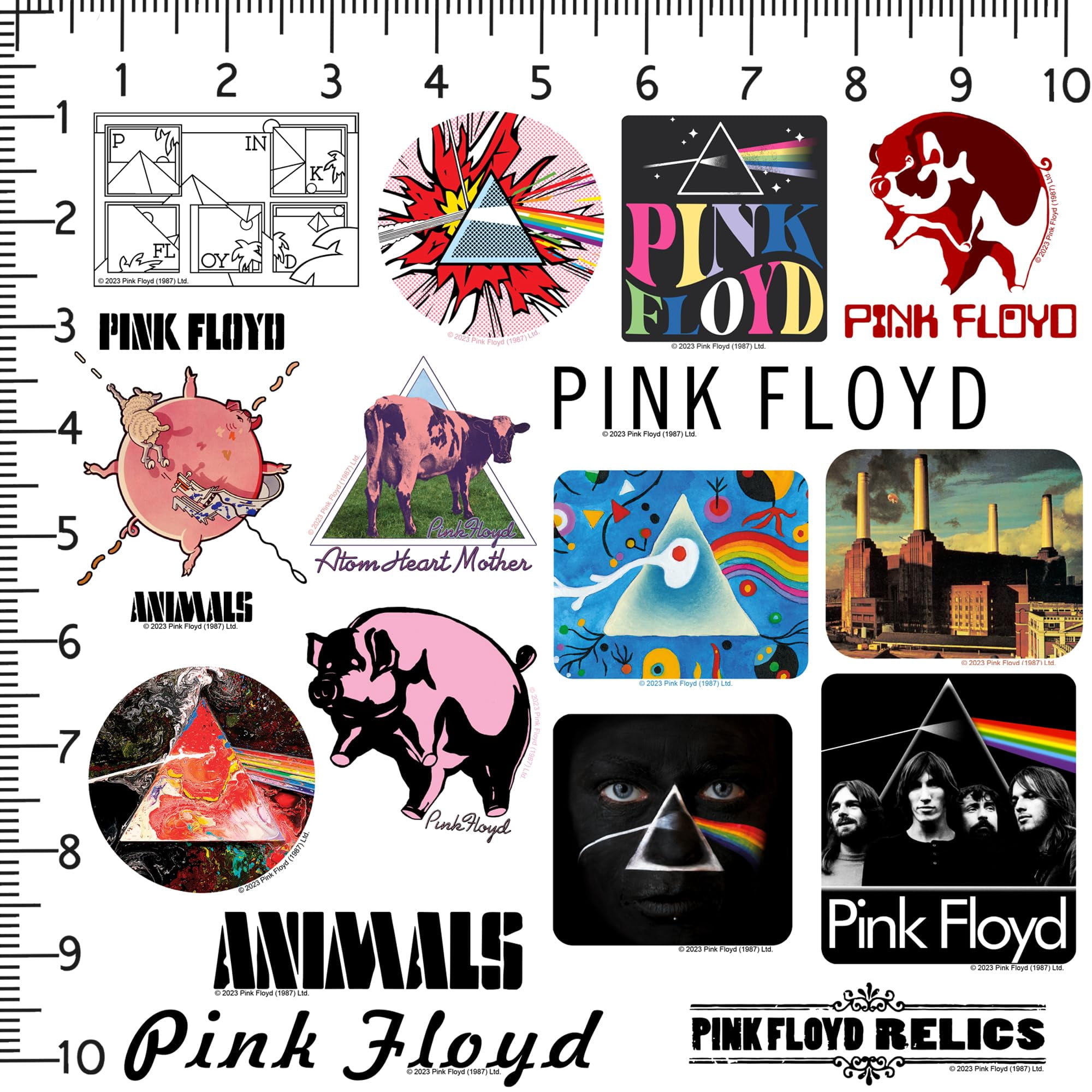 Pink Floyd 200ct Vinyl Large Deluxe Stickers Variety Pack - Laptop, Water Bottle, Scrapbooking, Tablet, Skateboard, Indoor/Outdoor