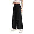 thumbnail image 4 of Womens Linen Wide Leg Pants Casual Zipper Front Summer Cropped Trousers Beach Vacation Dressy Pants with Pockets XL, 4 of 6