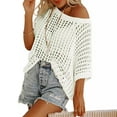thumbnail image 2 of Giftesty Sweaters for Women Plus Size Women's Summer Five Quarter Sleeve Sexy Hollow Out Pullover Beach Cover Sweater Knitted Sweater, 2 of 6
