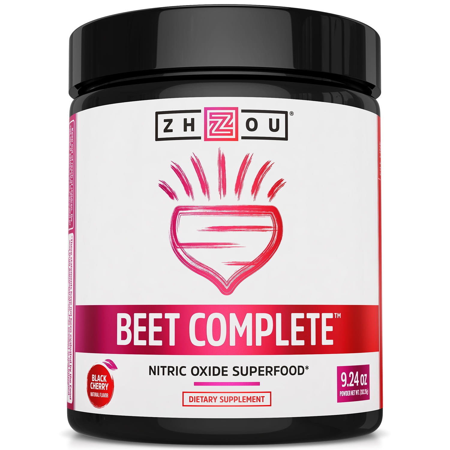 Zhou Beet Complete | Nitric Oxide Superfood Powder | Preworkout Formulated to Boost Performance & Heart Health | Black Cherry Flavor | 9.24 oz