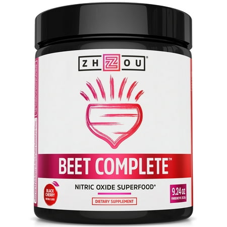 Zhou Beet Complete | Nitric Oxide Superfood Powder | Preworkout Formulated to Boost Performance & Heart Health | Black Cherry Flavor | 9.24 oz