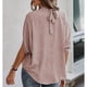 thumbnail image 5 of Camisas informales de manga corta con lazo en la espalda para mujer, holgadas, con manga de murciélago, para uso diario, Rosa M, 5 of 7