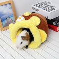 thumbnail image 4 of Conejo Conejillo de indias Saco para acurrucarse Cama de lana para jaula Animal pequeño Hámster Chinchilla Cama Casa para rata ardilla (S, abeja amarilla), 4 of 4