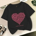 thumbnail image 2 of TOOYOU Girls Top Summer T-Shirt Heart Print Short Sleeve Tee Casual Top Size 8-9 Years Black, 2 of 3