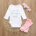 thumbnail image 5 of Newborn Baby Girl Outfit Letter Long Sleeve Romper Pants Set Cute Infant Fall Clothes 3pcs, 5 of 7