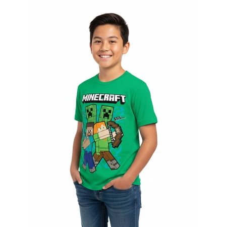 Minecraft Boys' & Big Boys', Short Sleeve, Graphic T-Shirt, Sizes 4-18
