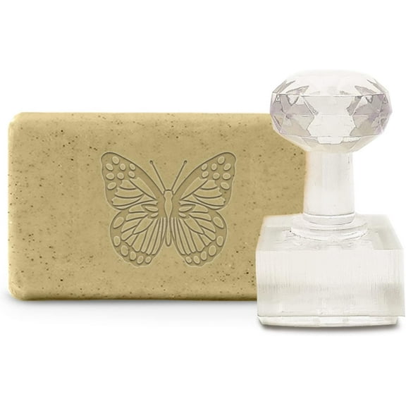 Acrylic Soap Stamp Butterfly Soap Stamp Handmade with Handle 1.57" Soap Embossing Stamp for Cookie Clay Pottery Stamp Biscuits Gummier DIY Arts Crafts Making Projects