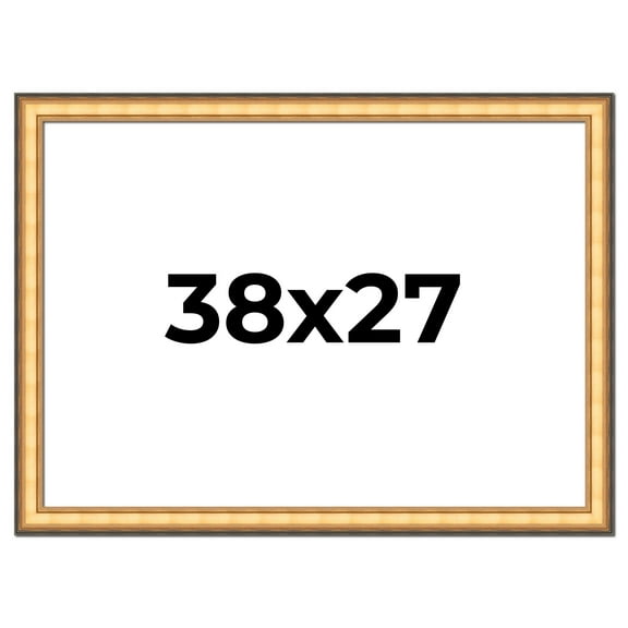 38x27 Frame Gold Plein Aire Solid Wood Picture Frame Width 2 Inches | Interior Frame Depth 0.5